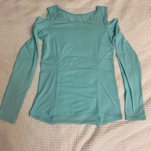 Zella girl Turquoise Shirt long sleeve with open shoulder cuts